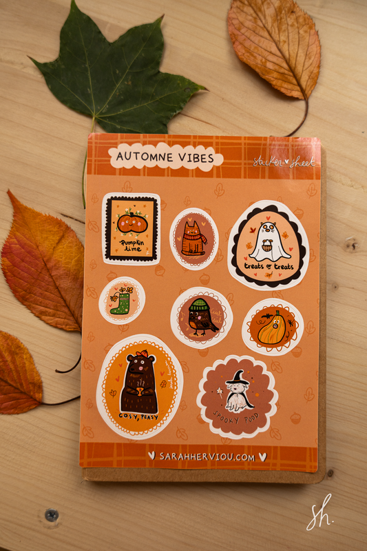 Planche de 8 stickers "automne vibes"