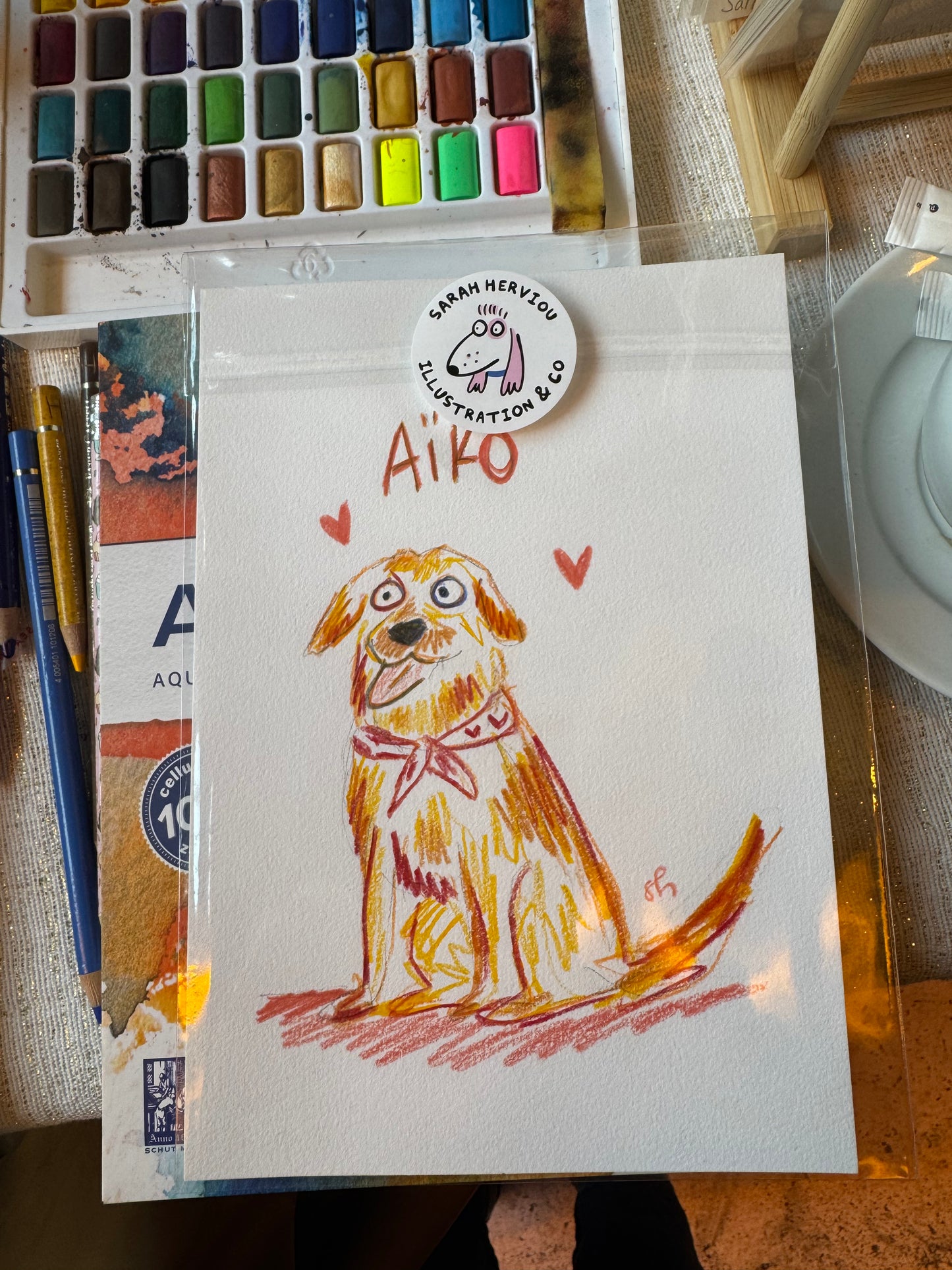 Portrait d'animal sur mesure à l'aquarelle