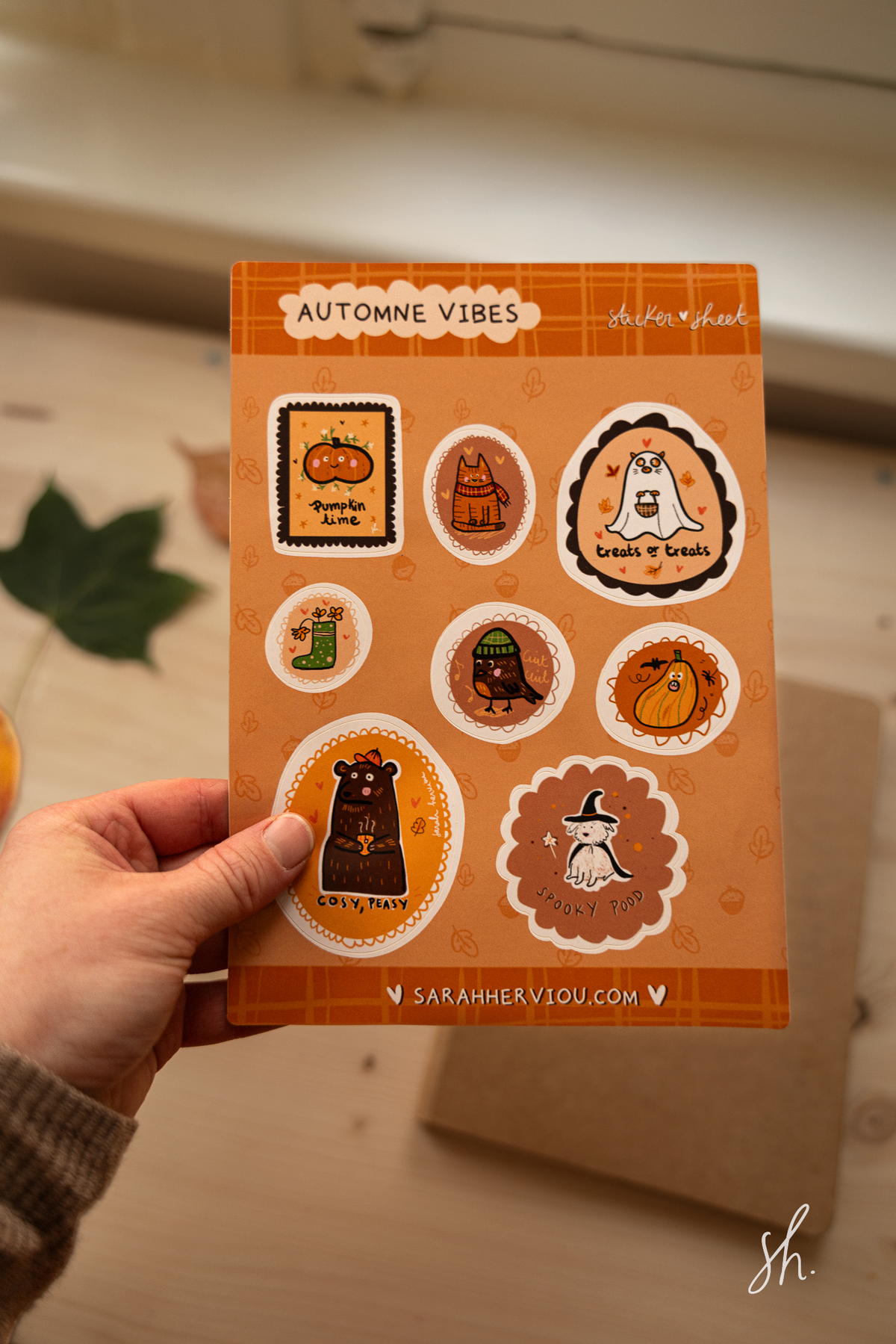 Planche de 8 stickers "automne vibes"