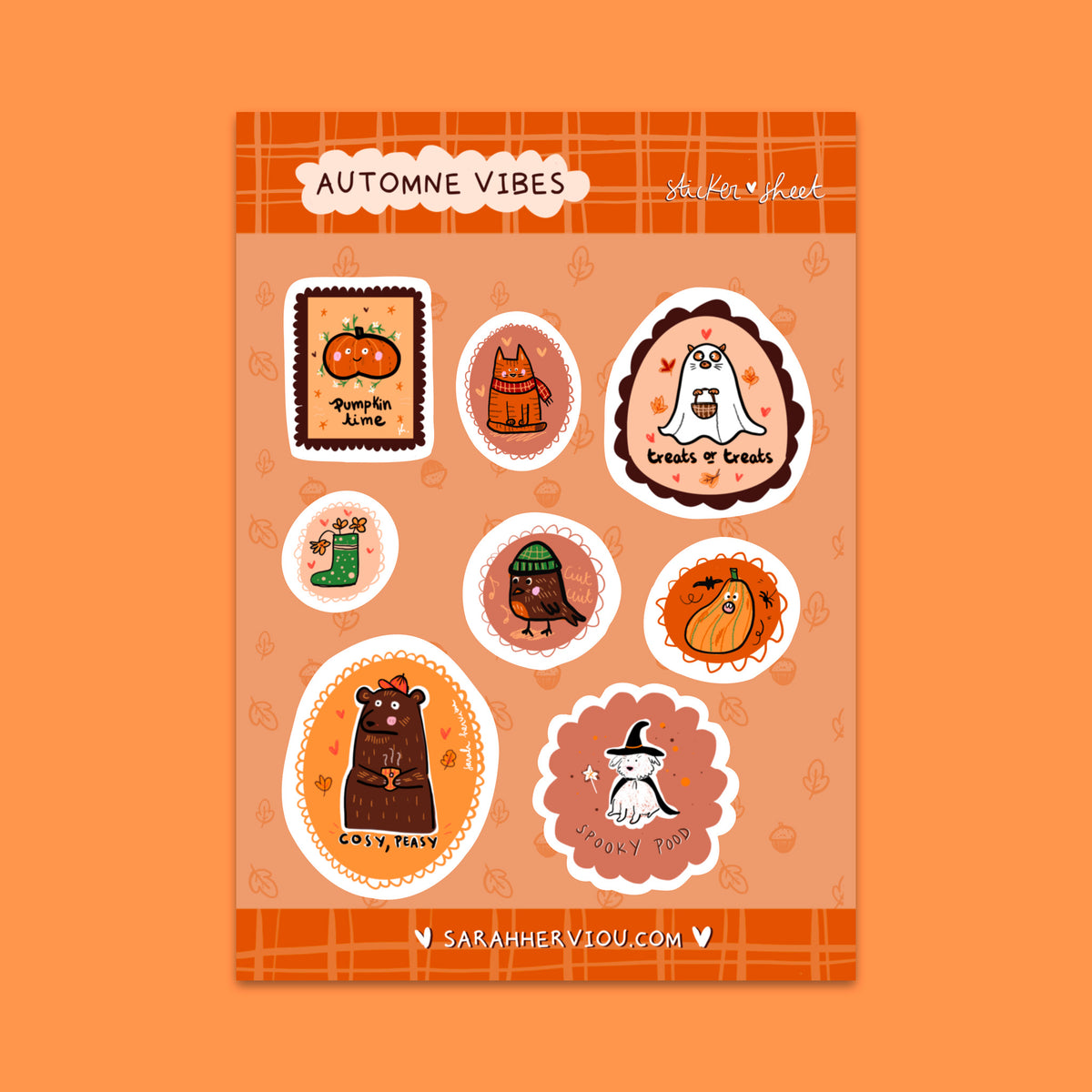 Planche de 8 stickers "automne vibes"